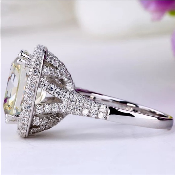 NEW Silver Cushion Diamond Dome Engagement Ring - Picture 5 of 6